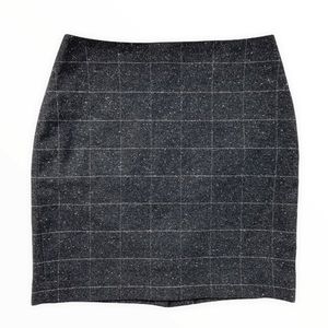 Plaid Mini Skirt Gray Wool Blend Dark Academia High Waist Fit
